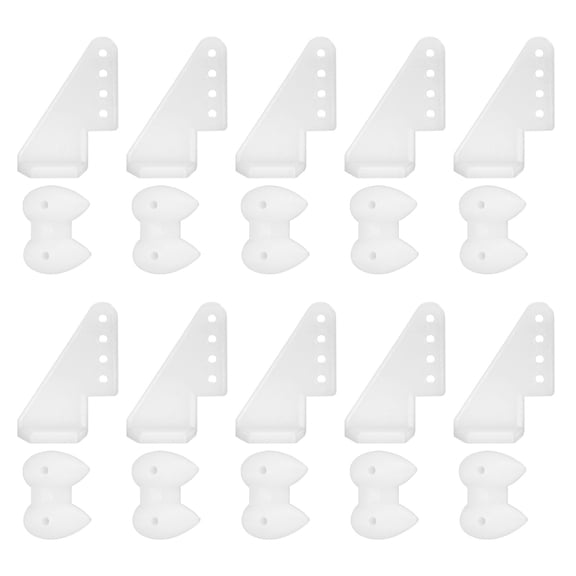 Uxcell 10Pcs Plastic Control Horns, 4 Hole Rudder Angle with Base for RC Parts, White