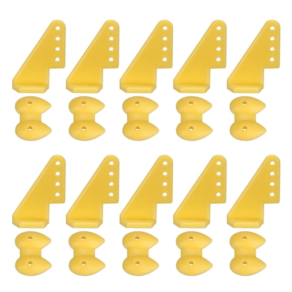 Uxcell 10Pcs Plastic Control Horns, 4 Hole Rudder Angle with Base for RC Parts, Yellow