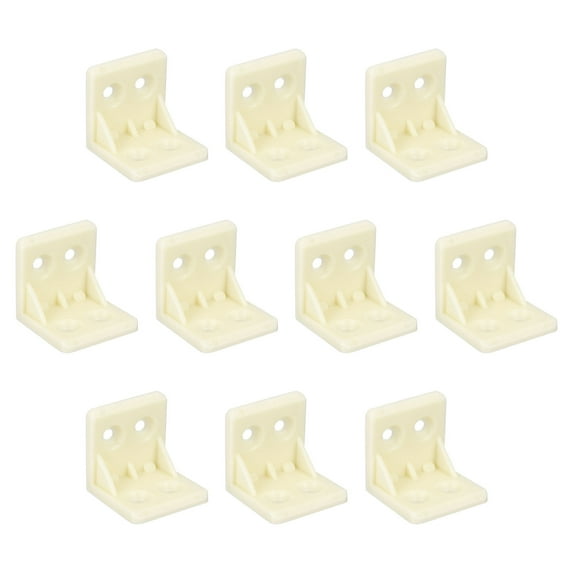 Uxcell 10Pcs Plastic Corner Braces, Furniture L Shape Corner Support Bracket, Beige