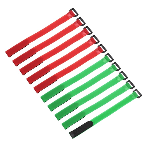 Uxcell 10Pcs Reusable Battery Tie Down Straps,0.8x12" Green/Red Nylon Multipurpose Battery Hold Down Adjustable Cinch Strap Hook Loop Fastening Tie for Quadcopter FPV RC Drone Boat Car