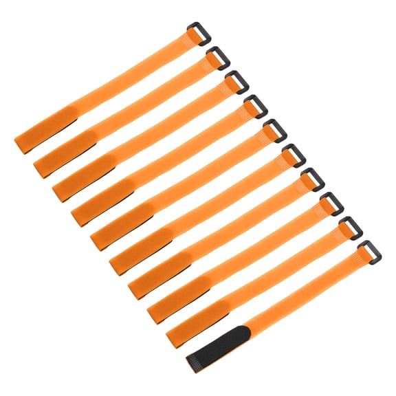 Uxcell 10Pcs Reusable Battery Tie Down Straps,0.8x12" Orange Nylon Multipurpose Battery Hold Down Adjustable Cinch Strap Hook Loop Fastening Tie for Quadcopter FPV RC Drone Boat Car