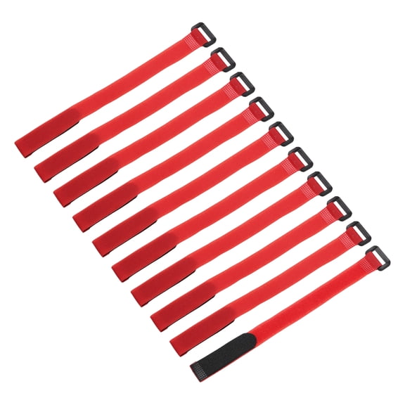 Uxcell 10Pcs Reusable Battery Tie Down Straps,0.8x12" Red Nylon Multipurpose Battery Hold Down Adjustable Cinch Strap Hook Loop Fastening Tie for Quadcopter FPV RC Drone Boat Car