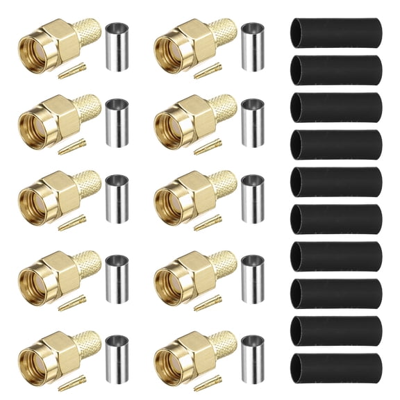 Uxcell 10Pcs SMA Crimp Connector Kit, Male Solder Crimp Adapter Connector RPSMA-J-3 for RG58 RG142 RG400 LMR195 Coaxial Cable