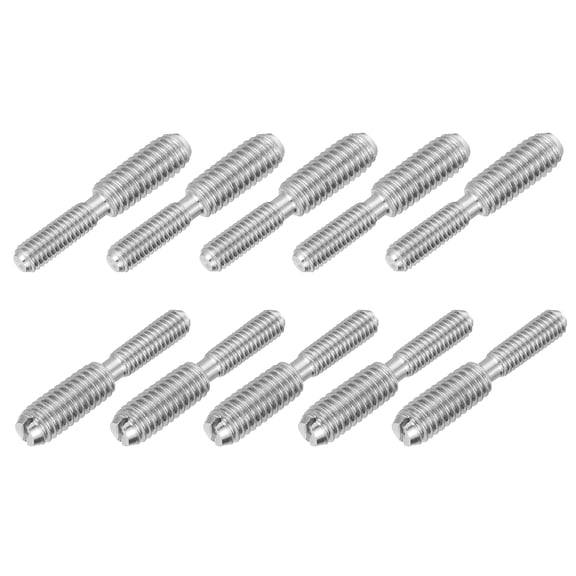 Uxcell 10Pcs Slotted Head M3x10 to M4x10 Double End Threaded Stud Screw Bolt, 20mm L