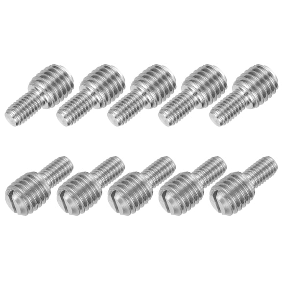Uxcell 10Pcs Slotted Head M6x10 to M10x10 Double End Threaded Stud Screw Bolt, 20mm L