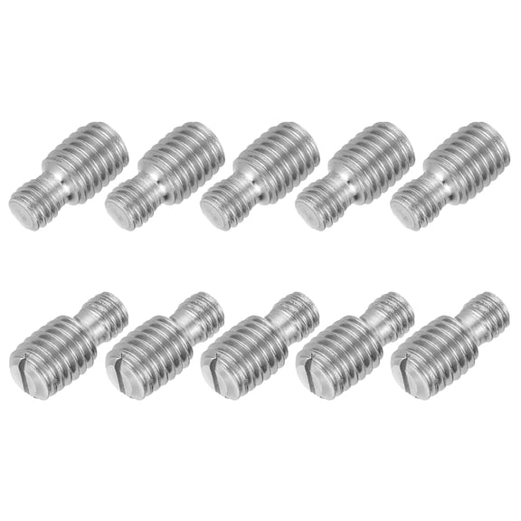 Uxcell 10Pcs Slotted Head M6x6 to M8x10 Double End Threaded Stud Screw Bolt, 16mm L