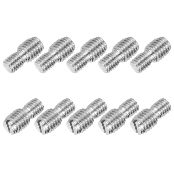 Uxcell 10Pcs Slotted Head M8x10 to M10x10 Double End Threaded Stud Screw Bolt, 20mm L