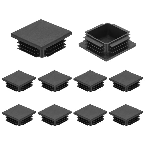 Uxcell 10Pcs Square Plastic Plugs, 2.4x2.4"(60x60mm) Fits 0.03-0.08''(0.8-2mm) Wall Thickness, Tubing End Caps Insert End Caps for Furniture Legs Fence Posts Industrial Tubing, Black