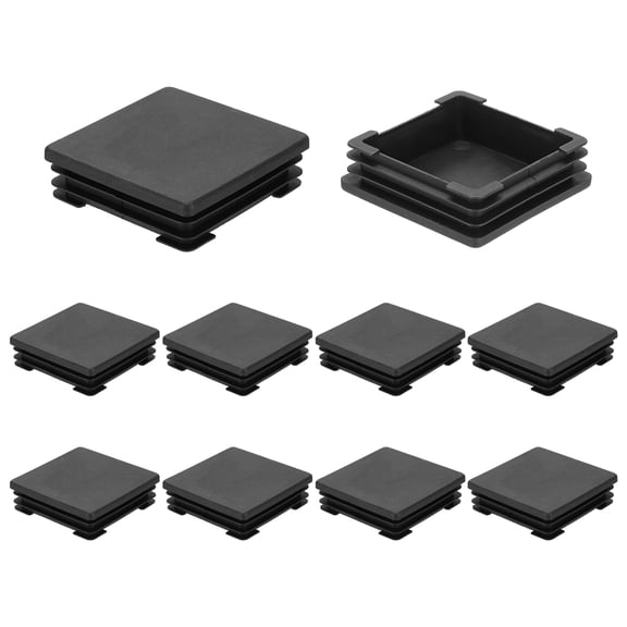 Uxcell 10Pcs Square Plastic Plugs, 2.8x2.8"(70x70mm) Fits 0.03-0.08''(0.8-2mm) Wall Thickness, Tubing End Caps Insert End Caps for Furniture Legs Fence Posts Industrial Tubing, Black