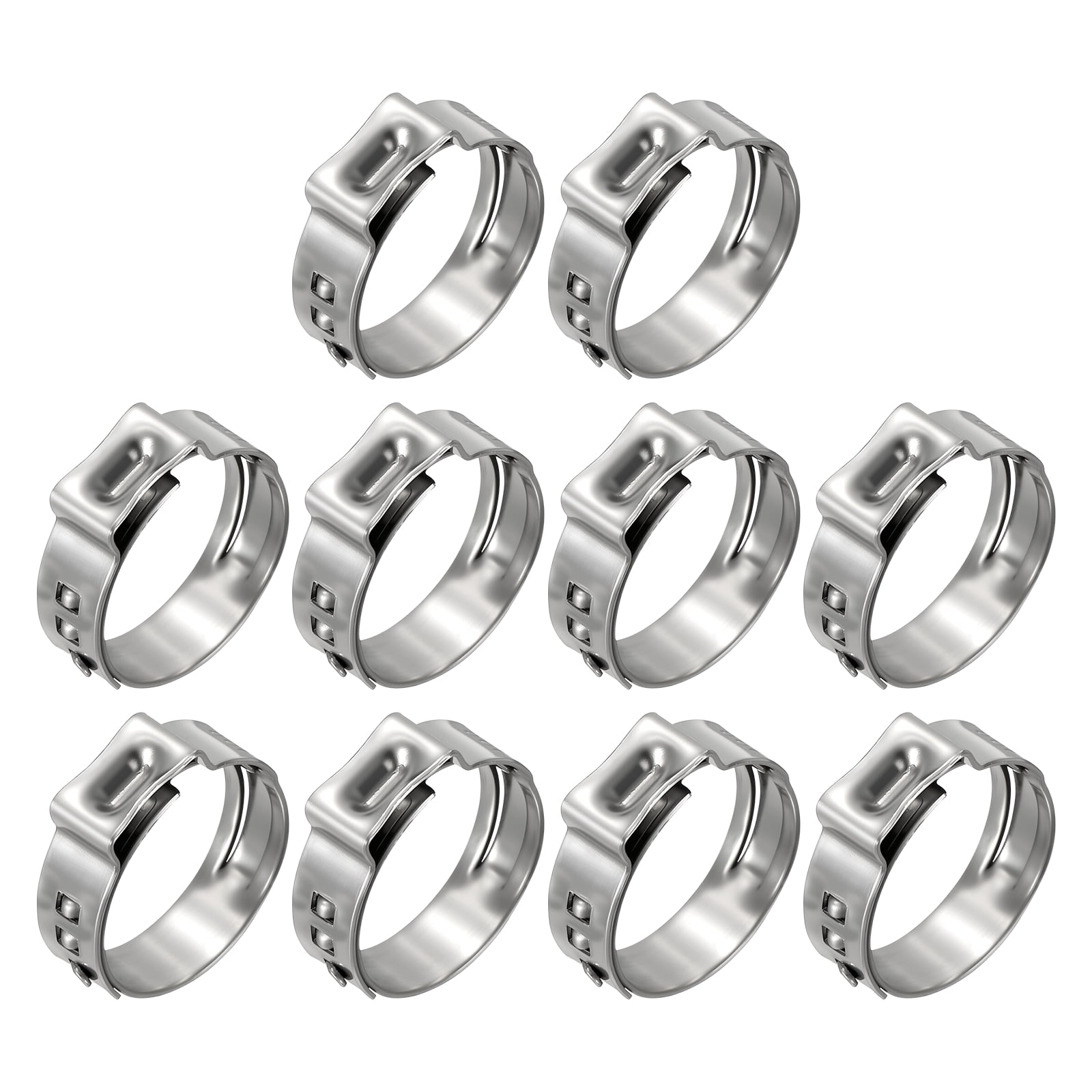 Uxcell 10Pcs Stainless Steel Single Ear Hose Clamps, Adjustable 19.4-22 ...
