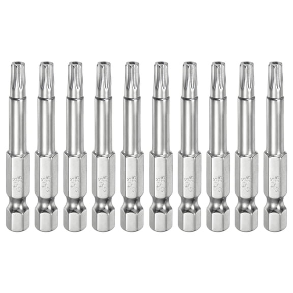 Uxcell 10Pcs T25 Security Torx Bit 1/4" Hex Shank 2" S2 Steel Magnetic Tamper Resistant Star Bits Torx Head with Hole