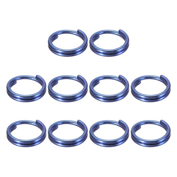 Uxcell 10Pcs Titanium Alloy Key Ring 10mm Width Blue, Flat Small Split Keyrings Double Loop Jump Rings for Jewelry Making Necklaces Keychains DIY Crafts