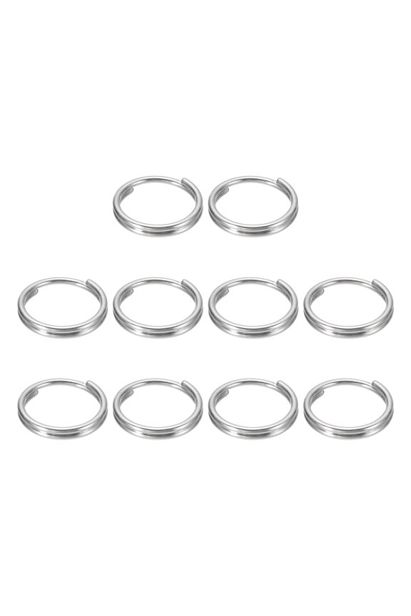 10Pcs Titanium Alloy Key Ring 12mm Width Titanium Gray, Flat Small Split Keyrings Double Loop Jump Rings for Jewelry Making Necklaces Keychains DIY Crafts
