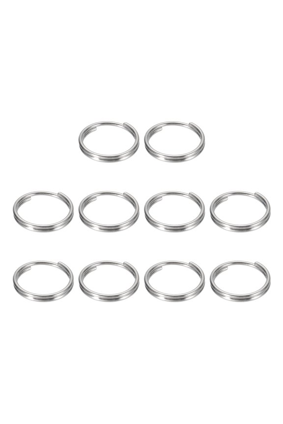 10Pcs Titanium Alloy Key Ring 14mm Width Titanium Gray, Flat Small Split Keyrings Double Loop Jump Rings for Jewelry Making Necklaces Keychains DIY Crafts