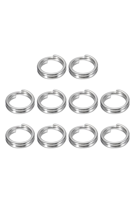 10Pcs Titanium Alloy Key Ring 8mm Width Titanium Gray, Flat Small Split Keyrings Double Loop Jump Rings for Jewelry Making Necklaces Keychains DIY Crafts