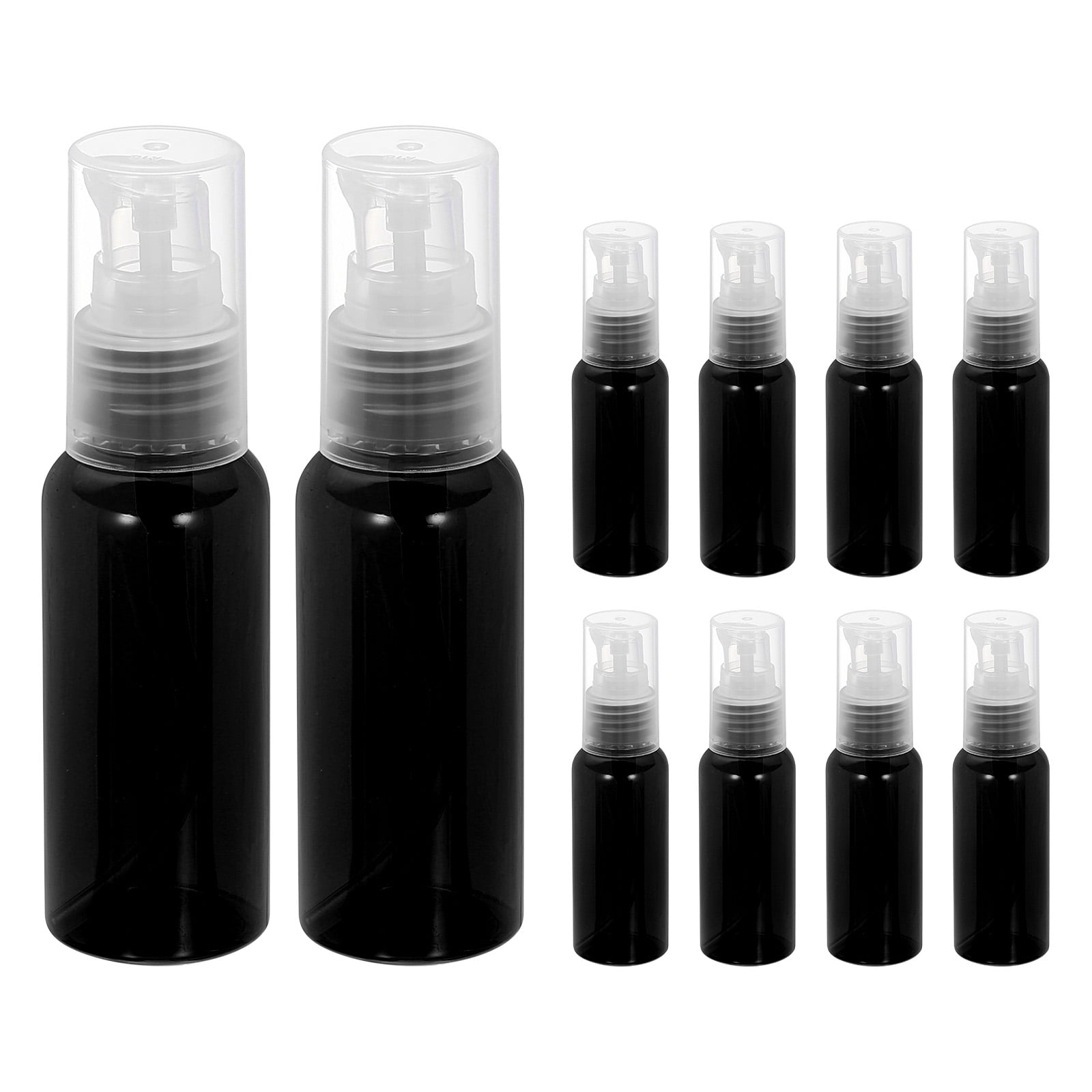 Uxcell 10Pcs Travel Pump Bottle, Empty Plastic Pump Bottle Dispenser, 1.7oz Clear Black