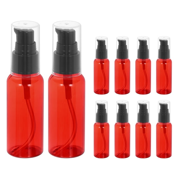 Uxcell 10Pcs Travel Pump Bottle, Empty Pump Bottle Dispenser, 1.7oz Black Red