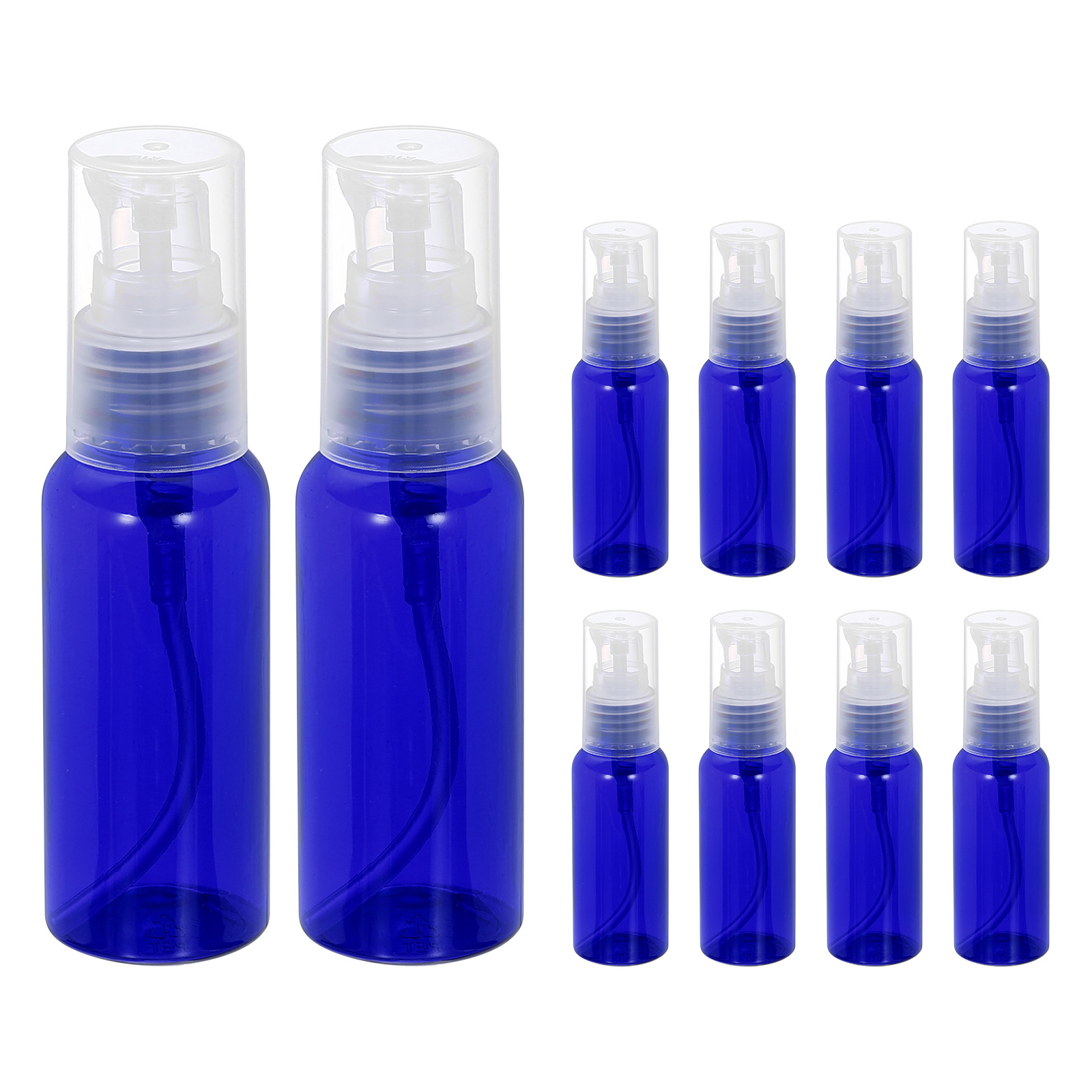 Uxcell 10Pcs Travel Pump Bottle, Empty Pump Bottle Dispenser, 1.7oz Clear Blue