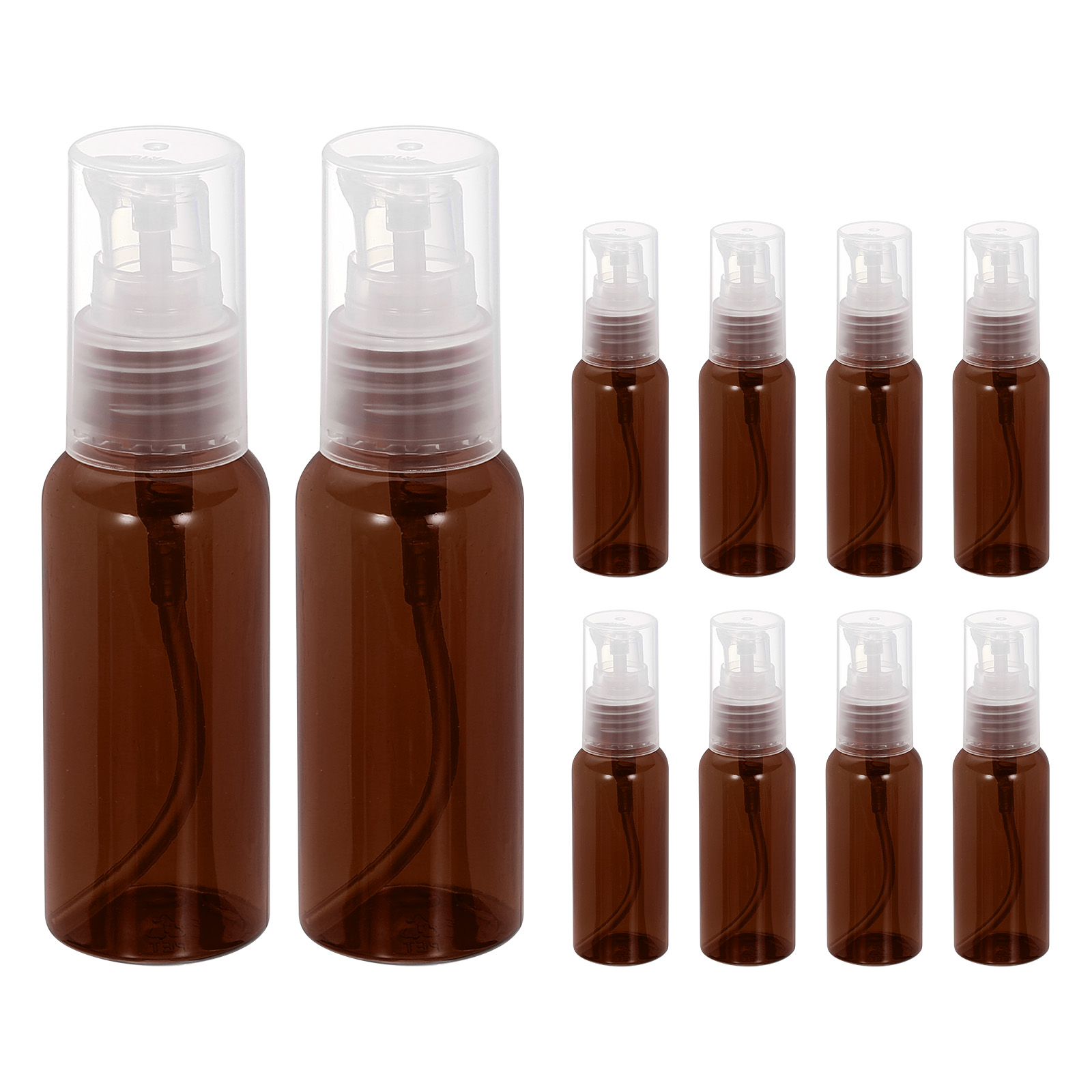Uxcell 10Pcs Travel Pump Bottle, Empty Pump Bottle Dispenser, 1.7oz Clear Brown