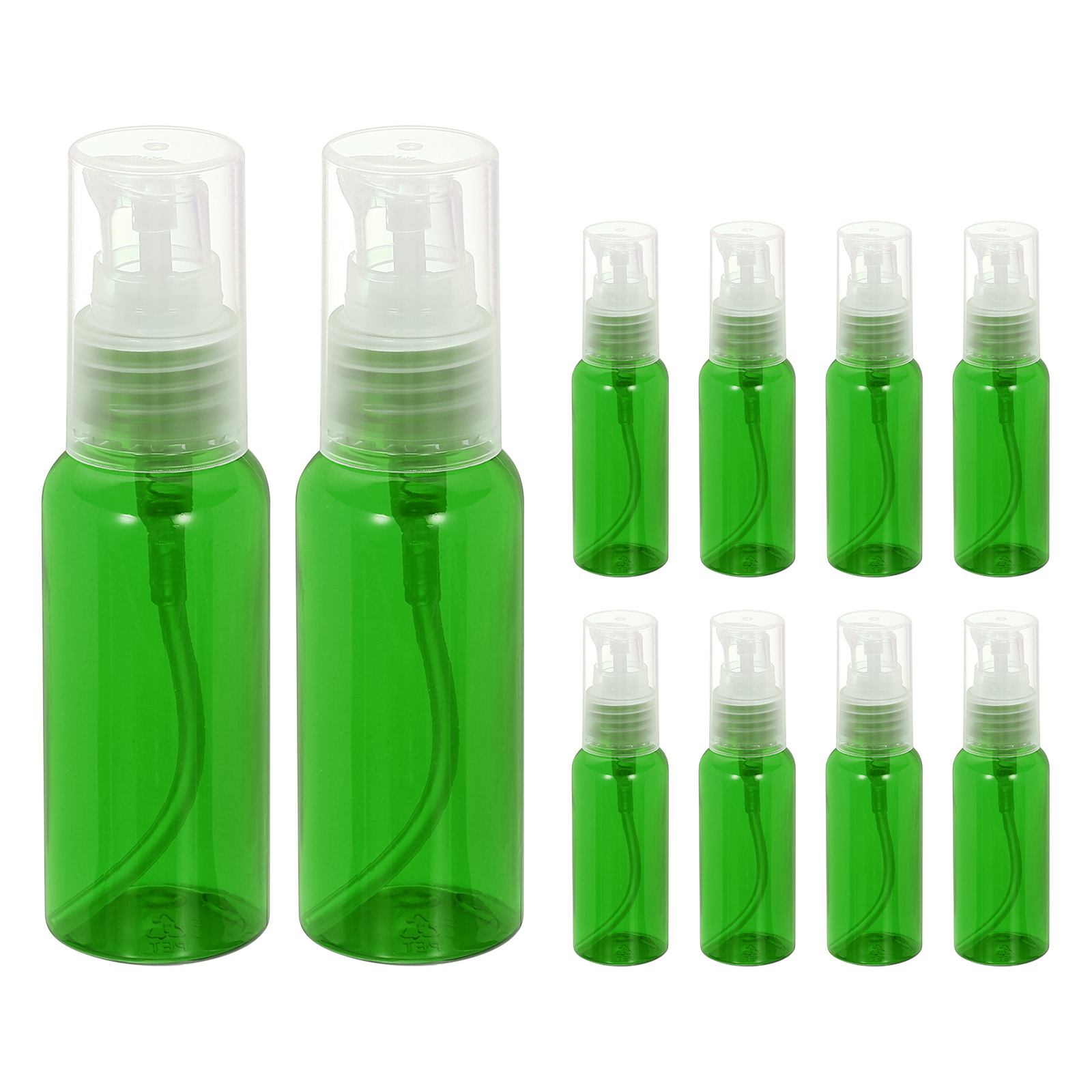 Uxcell 10Pcs Travel Pump Bottle, Empty Pump Bottle Dispenser, 1.7oz Clear Green