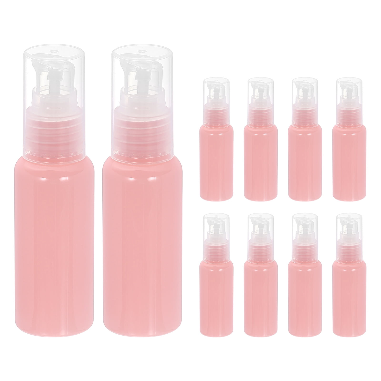 Uxcell 10Pcs Travel Pump Bottle, Empty Pump Bottle Dispenser, 1.7oz Clear Pink
