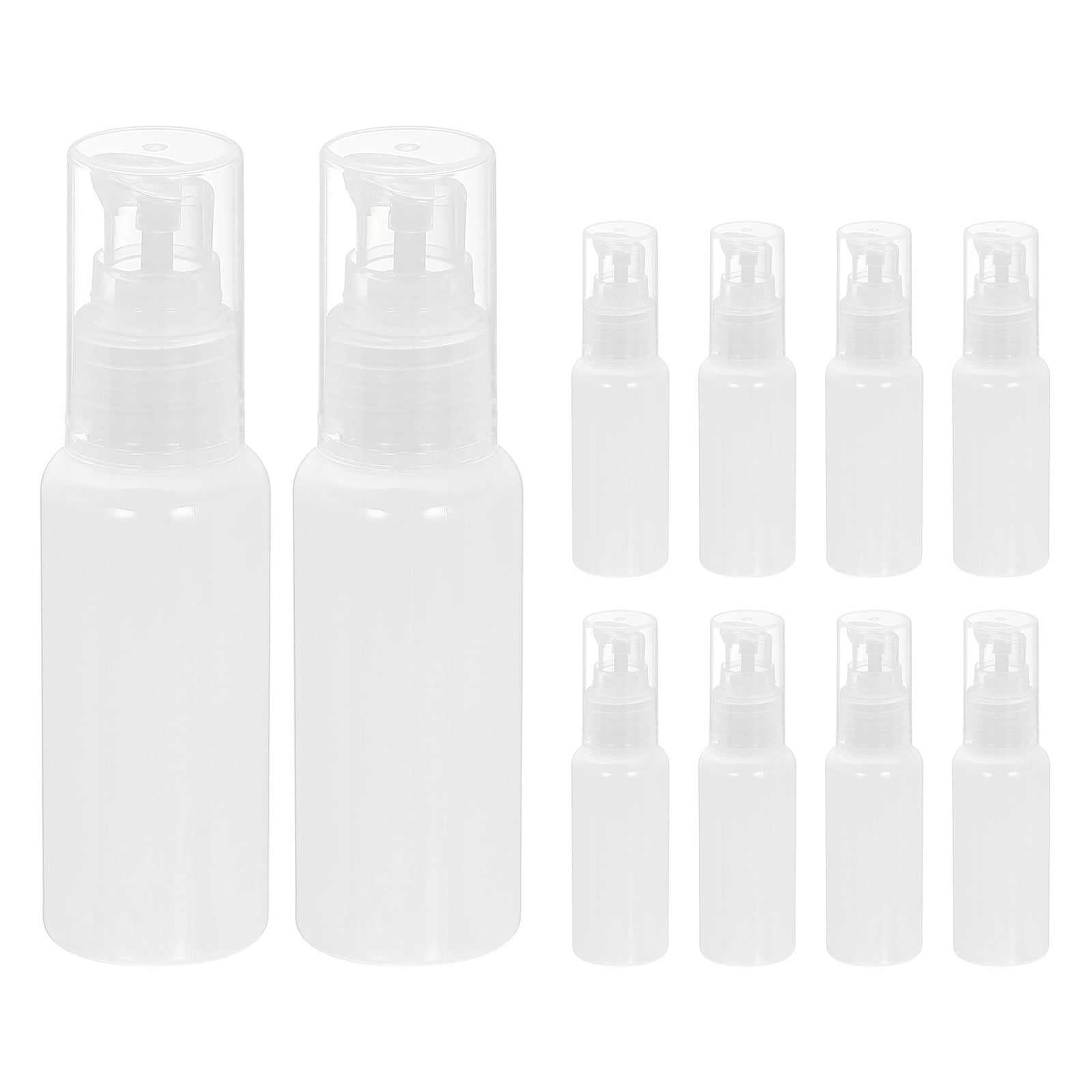 Uxcell 10Pcs Travel Pump Bottle, Empty Pump Bottle Dispenser, 1.7oz Clear White