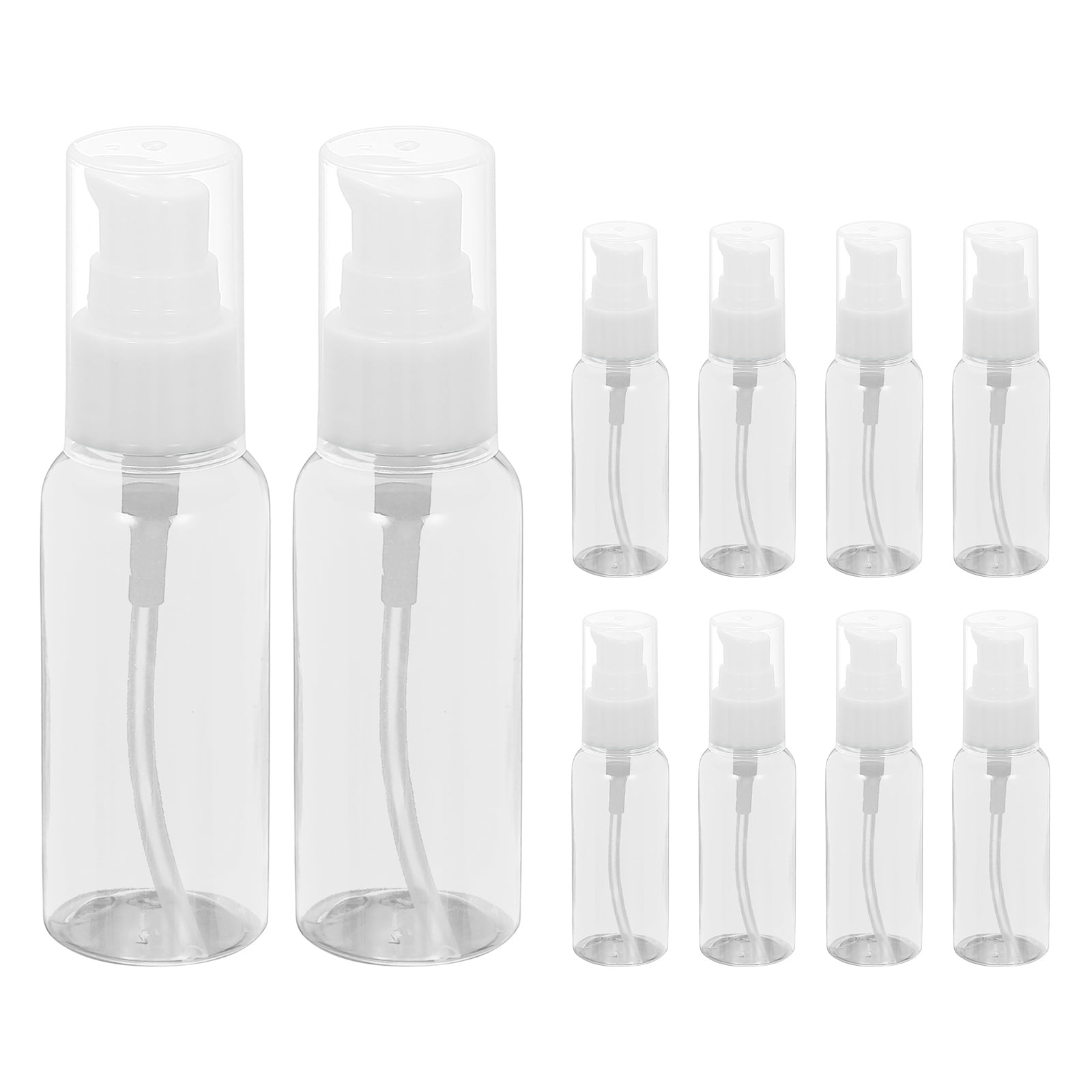 Uxcell 10Pcs Travel Pump Bottles, Empty Pump Bottle Dispenser, 1.7oz White Clear