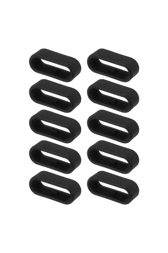 10Pcs Watch Band Strap Loops Silicone Replacement Fastener Rings for 18mm Width Watch Band, Black