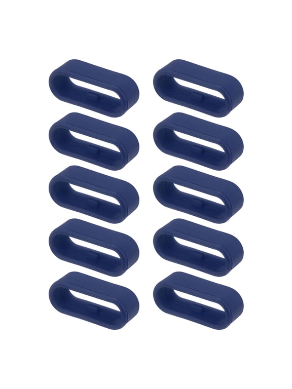 10Pcs Watch Band Strap Loops Silicone Replacement Fastener Rings for 18mm Width Watch Band, Midnight Blue