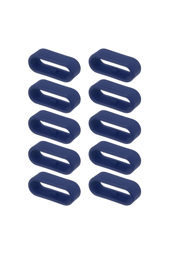 10Pcs Watch Band Strap Loops Silicone Replacement Fastener Rings for 18mm Width Watch Band, Midnight Blue