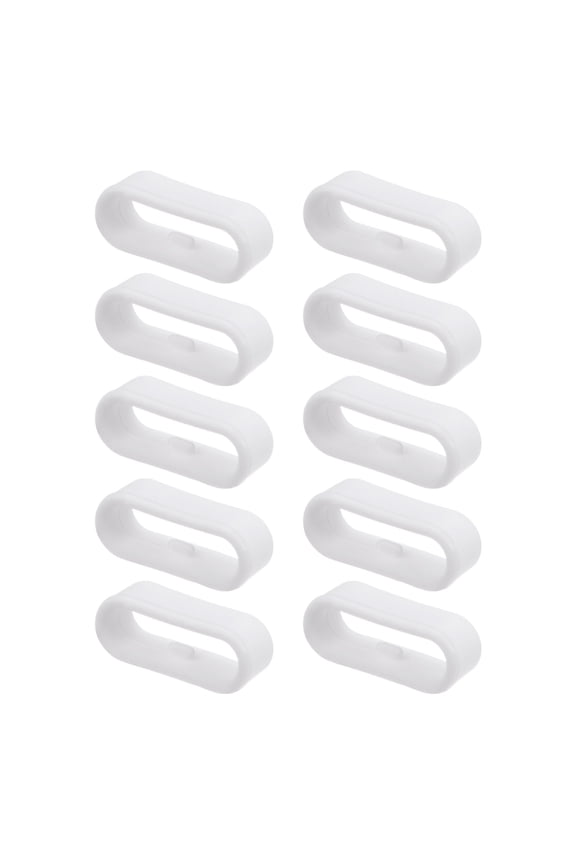10Pcs Watch Band Strap Loops Silicone Replacement Fastener Rings for 18mm Width Watch Band, White