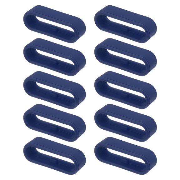 Uxcell 10Pcs Watch Band Strap Loops Silicone Replacement Fastener Rings for 22mm Width Watch Band, Midnight Blue