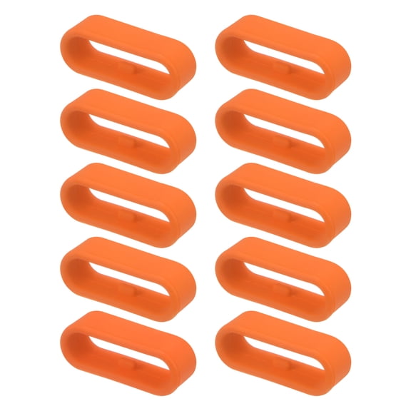Uxcell 10Pcs Watch Band Strap Loops Silicone Replacement Fastener Rings for 20mm Width Watch Band, Orange