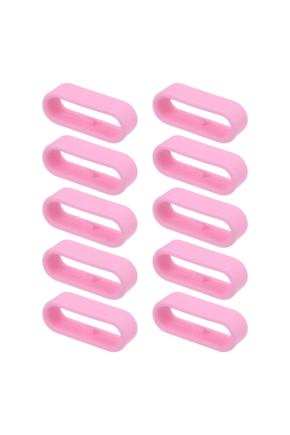 10Pcs Watch Band Strap Loops Silicone Replacement Fastener Rings for 20mm Width Watch Band, Pink