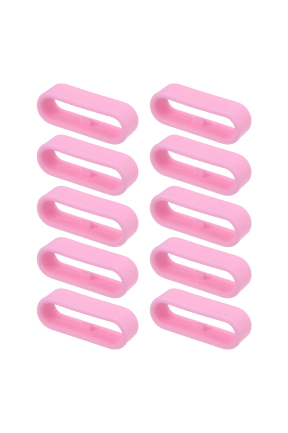 10Pcs Watch Band Strap Loops Silicone Replacement Fastener Rings for 22mm Width Watch Band, Pink