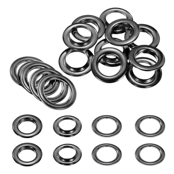 Uxcell 10Set Grommets Eyelets 30mm 1-1/6 Inch Brass Eyelets Kit with Washers for Fabric Curtain Tarps Leather Belt Shoes Bag DIY, Black