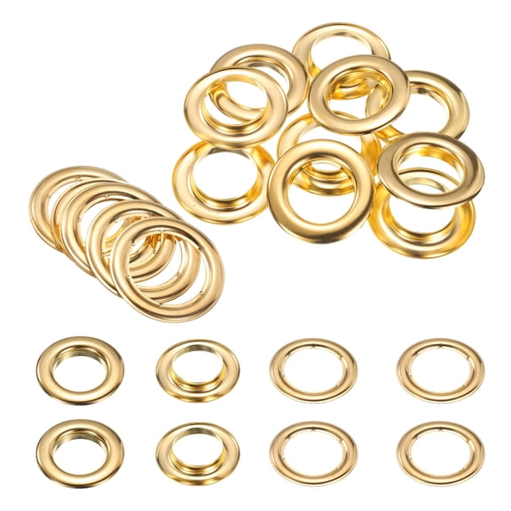 Uxcell 10Set Grommets Eyelets 30mm 1-1/6 Inch Brass Eyelets Kit with Washers for Fabric Curtain Tarps Leather Belt Shoes Bag DIY, Gold