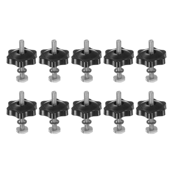 Uxcell 10Set T Track Bolts Knob Kit M5 x 40mm Threaded Bolts M5 x 32mm Hex Hand Nut Clamping Knob with Washer Black