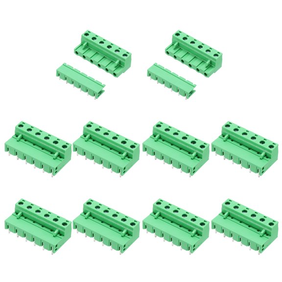 Uxcell 10Sets 6Pin 7.62mm Pitch Screw Terminal Block Connector PCB Mount 300V 10A Pluggable Openend Bent Pin Type Connector for PCB Panel Circuit Board Mount Automation Devices DIY Electronic
