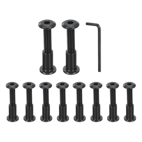 Uxcell 10Sets M6x30mm Hex Drive Socket Cap Bolt M6x15mm Nuts with Hex Wrench Black