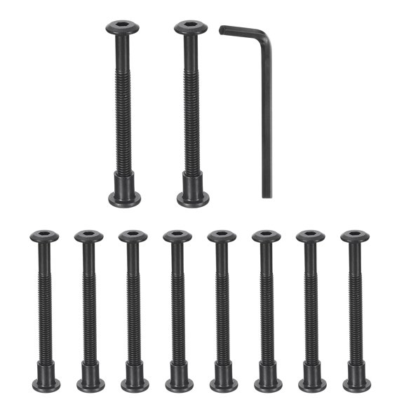 Uxcell 10Sets M6x65mm Hex Drive Socket Cap Bolt M6x15mm Nuts with Hex Wrench Black