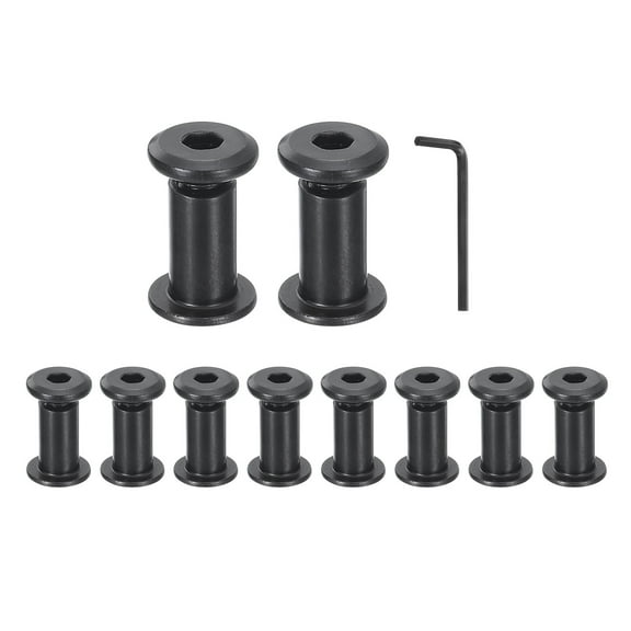 Uxcell 10Sets M8x12mm Hex Drive Socket Cap Bolt M8x18mm Nuts with Hex Wrench Black
