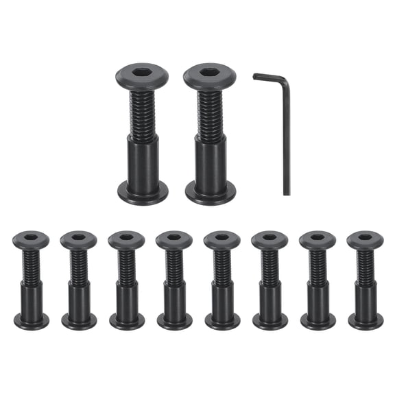 Uxcell 10Sets M8x45mm Hex Drive Socket Cap Bolt M8x18mm Nuts with Hex Wrench Black