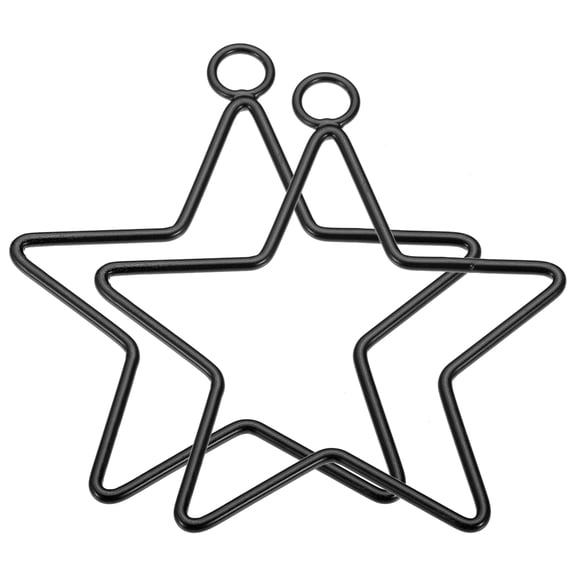 Uxcell 10cm Dream Catcher Rings, 2Pcs Metal Star Shape Macrame Wreath Floral Ring Hoop for Home DIY Craft, Black