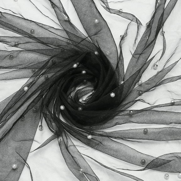 Uxcell 10ft White Pearl Table Runner, 108x60inch Pearl Tulle Fabric Soft Lace Mesh Fabric Net Tulle for Bridal Shower Wedding Arch Veil Table Decorations, Metallic Silver Gunmetal