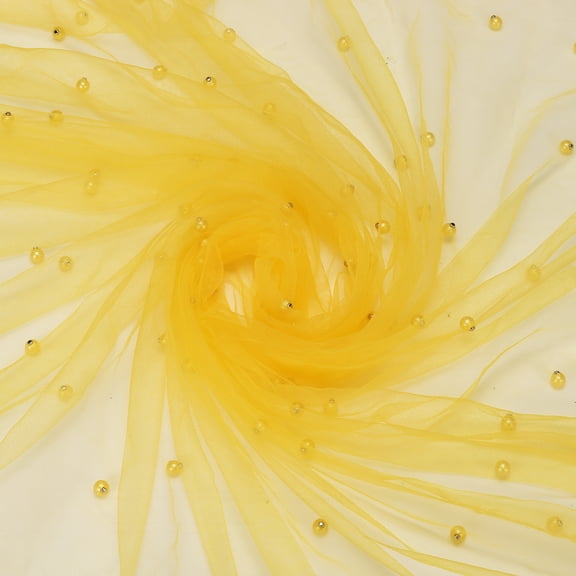 Uxcell 10ft White Pearl Table Runner, 108x60inch Pearl Tulle Fabric Soft Lace Mesh Fabric Net Tulle for Bridal Shower Wedding Arch Veil Table Decorations, Gold