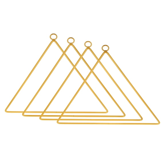 Uxcell 10in Metal Hoop for Crafts, 4Pcs Triangle Dream Catcher Supplies, Gold Tone