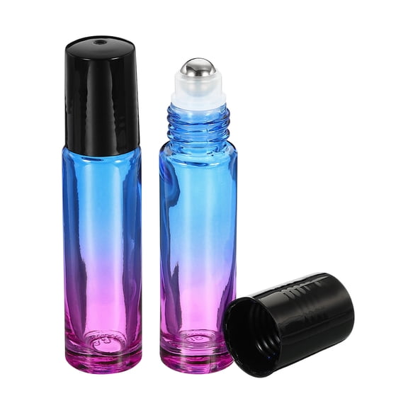 Uxcell 10mL Glass Essential Oil Roller Bottles, Blue Purple 2 Pack