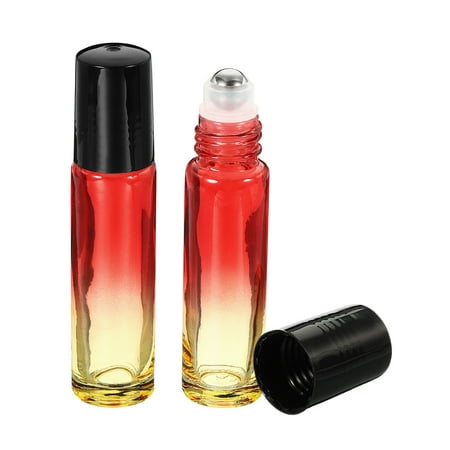 Uxcell 10mL Glass Essential Oil Roller Bottles, Red Yellow 2 Pack
