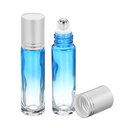 Uxcell 10mL Glass Refillable Essential Oil Roller Bottles, Blue 2 Pack